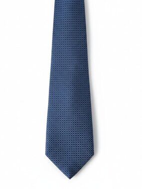 Dover Arrow Navy Blue Silk Tie Geometric Micro Pattern Classic USA